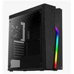 Aerocool MLG Bolt, skrinka ATX, RGB LED ventilátor, čierna, bez zdroja Bolt-G-BK-v1 Bolt Tempered Glass