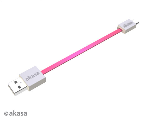 AKASA kabel PROSLIM USB 2.0 Type A na micro B, 15cm růžový