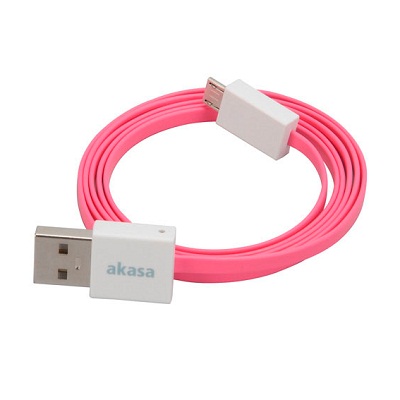 AKASA kabel PROSLIM USB 2.0 Type A na micro B, 1m růžový AK-CBUB16-10PK