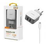 Aligator Nabíječka ALIGATOR MicroUSB s 2xUSB výstupem 2,4A, Turbo charge, bílá CHA0021