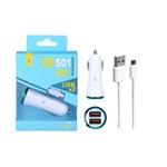 Aligator Nabíječka do auta PLUS CS501 s microUSB kabelem, 2x USB výstup, modrá 21302015