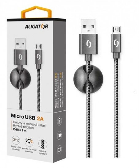 ALIGATOR PREMIUM Datový kabel 2A, Micro USB černý DATKP01