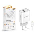 Aligator síťová nabíječka, 2x USB, smart IC, 2,4 A, kabel Lightning 2A, bílá CHA0045