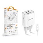 Aligator síťová nabíječka, 2x USB, smart IC, 2,4 A, kabel micro USB 2A, bílá CHA0041