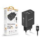 Aligator síťová nabíječka, 2x USB, smart IC, 2,4 A, kabel micro USB 2A, černá CHA0040