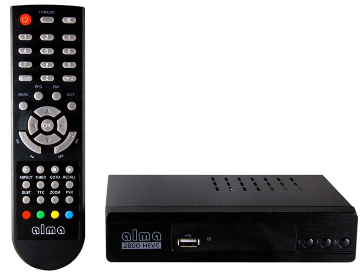 ALMA DVB-T2 HD 2800 prijímač s HEVC přijímač DVB-T2 ověřeno 8594163274962