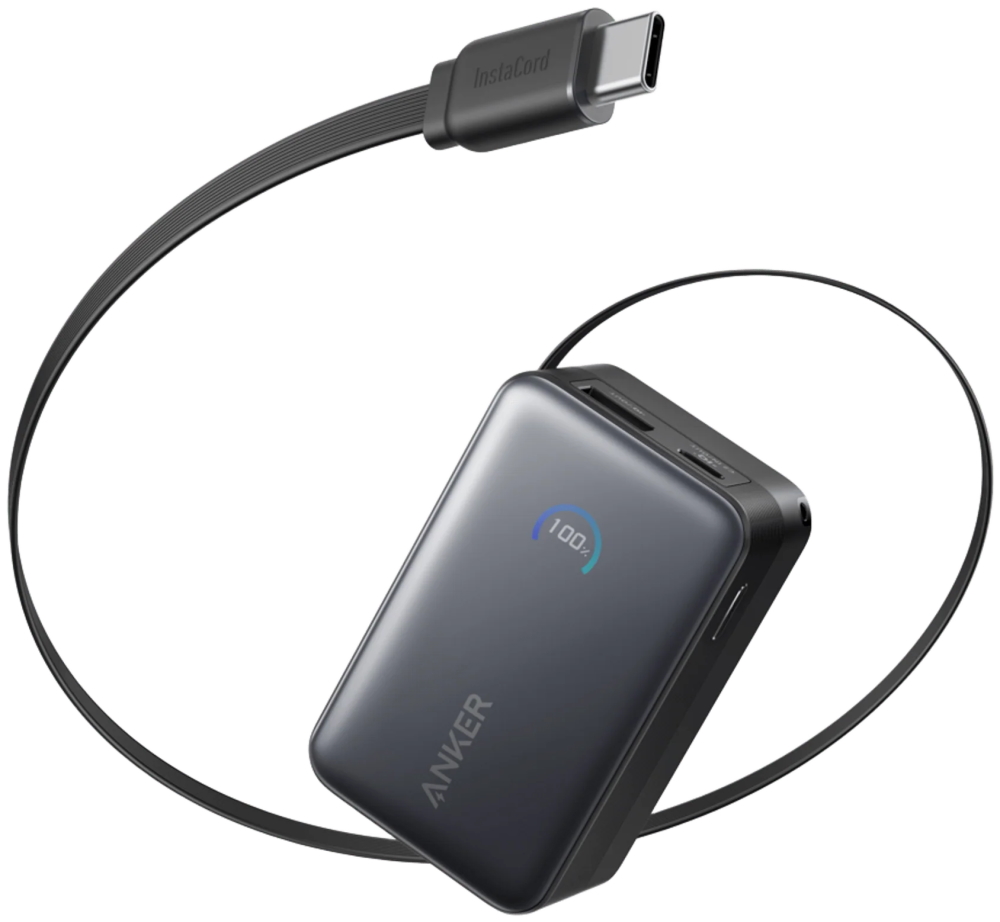 Anker Nano Powerbanka/10000mAh/ 45W/ integrovaný USB-C kabel/ černá A1638H11