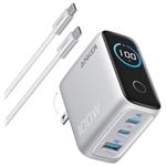 Anker Prime nabíječka/ 100W/ 2x USB-C/ USB/ displej/ stříbrná + USB-C kabel B121BG41