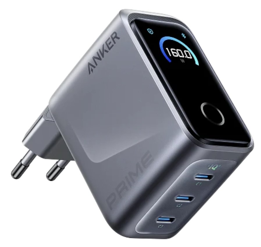 Anker Prime nabíječka/ 160W/ 3x USB-C/ displej/ stříbrná A2687341