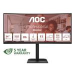 AOC LCD CU34E4CV 34" zakřivený VA/3440x1440@120Hz/4ms/350cd/2xHDMI/DP/4xUSB/2xUSB-C/RJ45/Repro/HAS/5 let Zakřivený