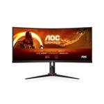 AOC LCD herní CU34G2XP 34" zakřivený VA 21:9 FreeSync/3440x1440@180Hz/1ms/400cd/80mil:1/2xHDMI/2xDP/4xUSB/VE CU34G2XP/BK