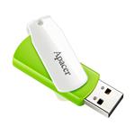Apacer USB flash disk, 2.0, 16GB, AH335, biely, zelený, AP16GAH335G-1, s otočnou krytkou