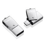 Apacer USB flash disk OTG, 3.1/2.0 Micro, 64GB, AH750, strieborný, AP64GAH750S-1, s otočnou krytkou