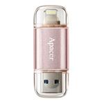 Apacer USB flash disk OTG, 3.1/Lightning, 64GB, AH190, ružový, AP64GAH190H-1, s krytkou
