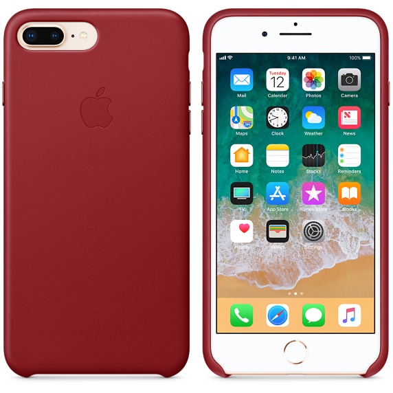 Apple (PRODUCT) RED - Zadní kryt pro mobilní telefon - kůže - červená - pro iPhone 7 Plus, 8 Plus MQHN2ZM/A