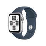 Apple Watch SE GPS 40mm Silver Aluminium Case with Storm Blue Sport Band - M/L MRE23QC/A