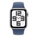 Apple Watch SE GPS 44mm Silver Aluminium Case with Denim Sport Band - M/L MXER3QC/A