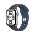 Apple Watch SE GPS 44mm Silver Aluminium Case with Storm Blue Sport Band - M/L MREE3QC/A