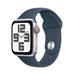 Apple Watch SE GPS + Cellular 40mm Silver Aluminium Case with Storm Blue Sport Band - M/L MRGM3QC/A
