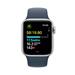 Apple Watch SE GPS + Cellular 40mm Silver Aluminium Case with Storm Blue Sport Band - S/M MRGJ3QC/A