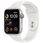 Apple Watch SE GPS + Cellular 44mm Silver Aluminium Case with White Sport Band - Regular mnq23cs/a