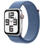 Apple Watch SE GPS + Cellular 44mm Silver Aluminium Case with Winter Blue Sport Loop MRHM3QC/A