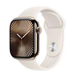 Apple Watch Series 10 GPS + Cellular 42mm Gold Titanium Case with Starlight Sport Band - S/M MX063QC/A