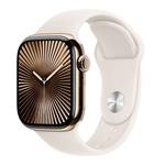 Apple Watch Series 10 GPS + Cellular 46mm Gold Titanium Case with Starlight Sport Band - S/M MWYX3QC/A