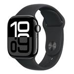 Apple Watch Series 10 GPS + Cellular 46mm Jet Black Aluminium Case with Black Sport Band - M/L