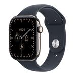 Apple Watch Series 12 GPS + Cellular 46mm Natural Titanium Case with Navy Blue Sport Band - S/M MJGM4RK/A