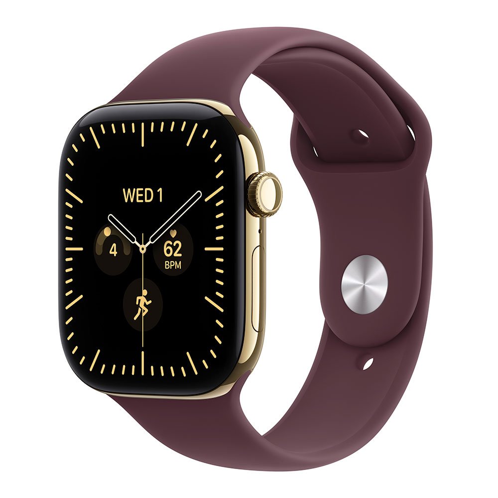 Apple Watch Series 12 GPS + Cellular 46mm Radiant Gold Titanium Case with Burgundy Sport Band - S/M MJGR4RK/A