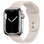 Apple Watch Series 7 Cell, 45mm Silver/Steel Case/Starlight SportBand mkjv3hc/a