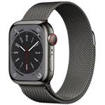 Apple Watch Series 8 GPS + Cellular 41mm Graphite Stainless Steel Case with Graphite Milanese Loop mnjm3cs/a