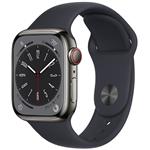 Apple Watch Series 8 GPS + Cellular 41mm Graphite Stainless Steel Case with Midnight Sport Band - Regular mnjj3cs/a