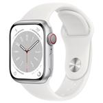 Apple Watch Series 8 GPS + Cellular 41mm Silver Aluminium Case with White Sport Band - Regular mp4a3cs/a