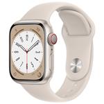 Apple Watch Series 8 GPS + Cellular 41mm Starlight Aluminium Case with Starlight Sport Band - Regular mnhy3cs/a