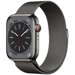 Apple Watch Series 8 GPS + Cellular 45mm Graphite Stainless Steel Case with Graphite Milanese Loop mnkx3cs/a