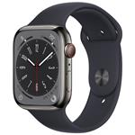 Apple Watch Series 8 GPS + Cellular 45mm Graphite Stainless Steel Case with Midnight Sport Band - Regular mnku3cs/a