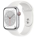 Apple Watch Series 8 GPS + Cellular 45mm Silver Aluminium Case with White Sport Band - Regular mp4j3cs/a