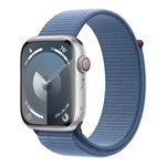 Apple Watch Series 9 Cellular 45mm Stříbrný hliník s ledově modrým provlékacím řemínkem MRMJ3QC/A