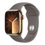 Apple Watch Series 9 Cellular 45mm Zlatá ocel s jílově šedým sportovním řemínkem M/L MRMT3QC/A