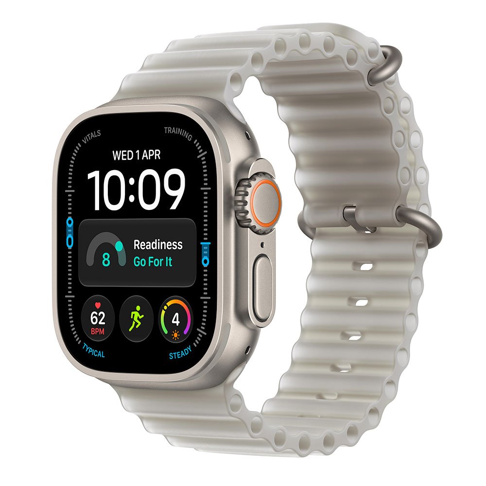Apple Watch Ultra 4 GPS + Cellular 49mm Natural Titanium Case with Translucent Grey Ocean Band MJAD4QC/A