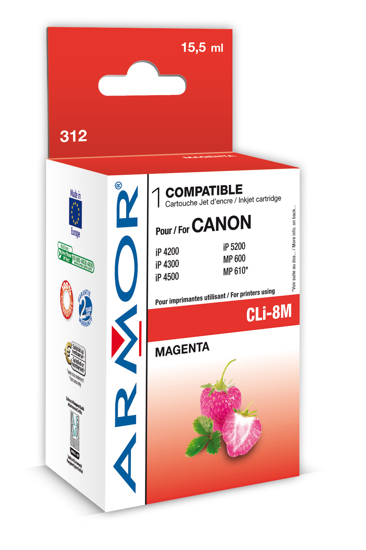 ARMOR cartridge pro CANON iP 4200 Magenta s čipem (CLI8M)