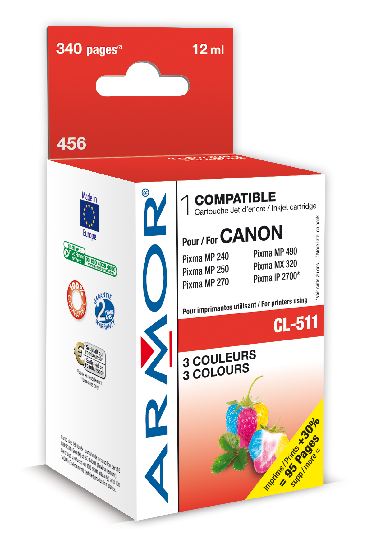 Armor ink-jet pro Canon CL511, 12ml, 3 barvy K20282