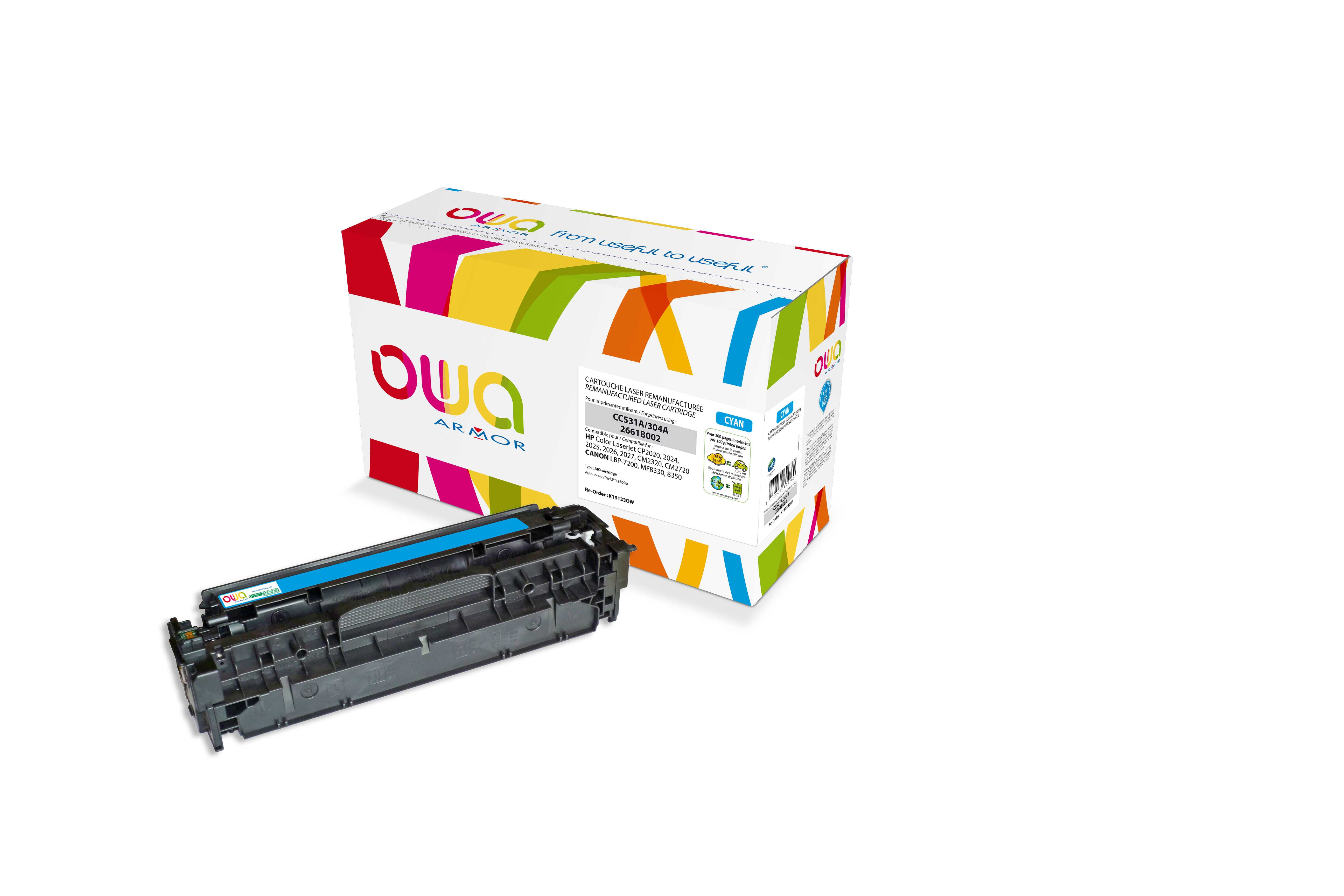 ARMOR toner pre Color laserjet CP2020, CP2025, CM2320, CM2720 cyan (CC531A) 2 800 strán K15133