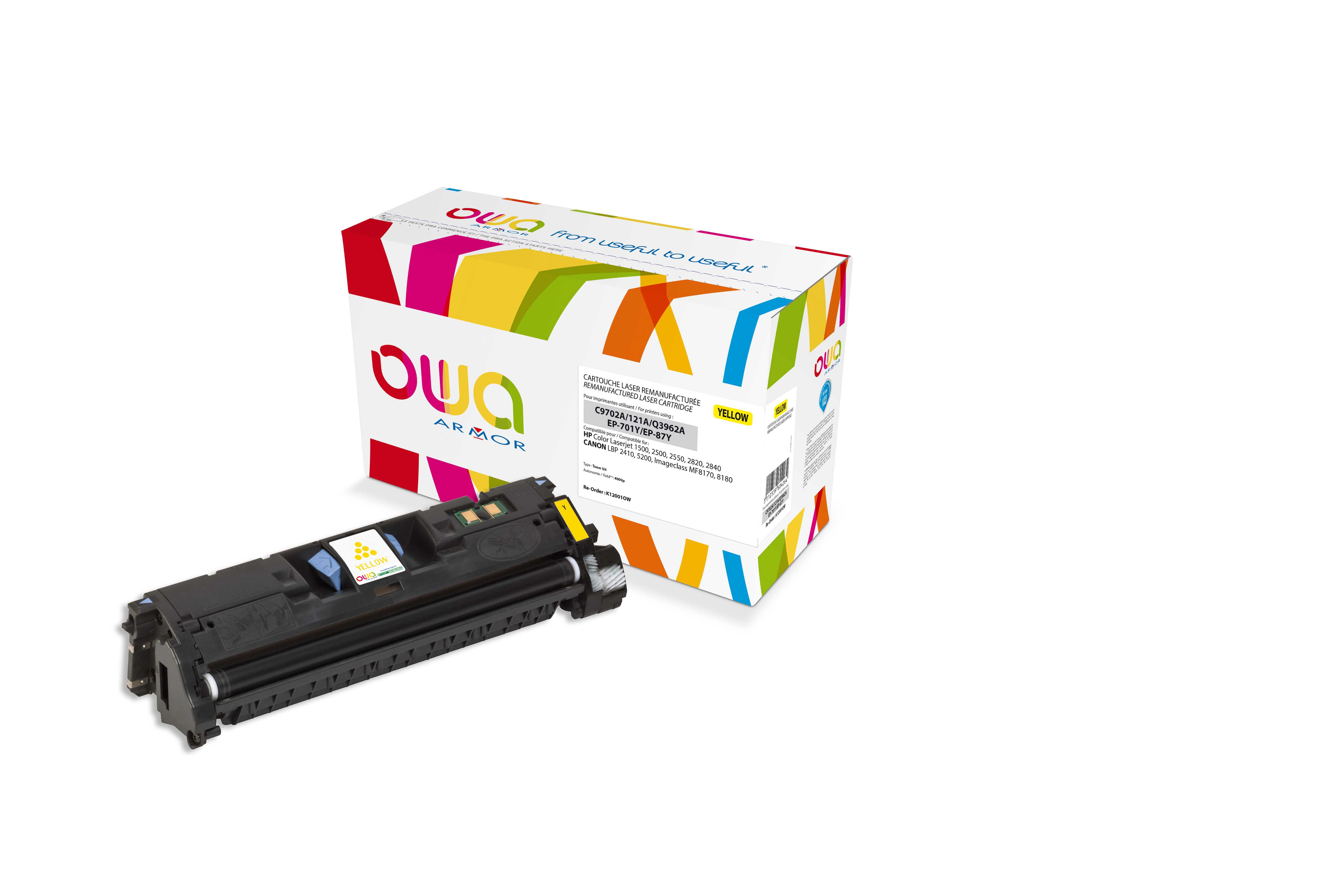 ARMOR toner pre HP CLJ 1500/2500/2550 yellow (C9702A,Q3962A,Q3972A), LBP 5200, 701y K12001