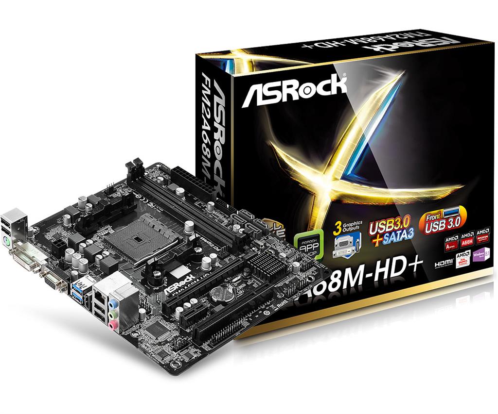ASRock FM2A68M-HD+/ AMDA68H/ FM2+/ DDR3 2400 (OC)/ mATX