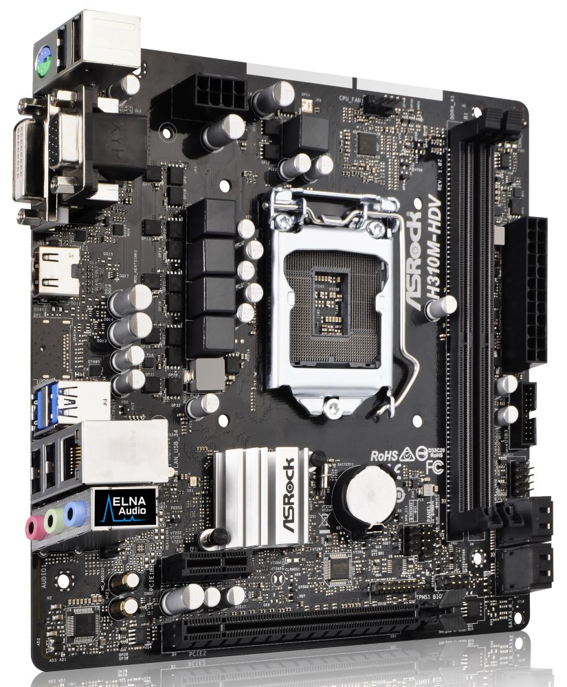 Asrock H310M-HDV / LGA1151 / H310 / 2x DDR4 DIMM / HDMI / DVI-D / D-Sub / mATX
