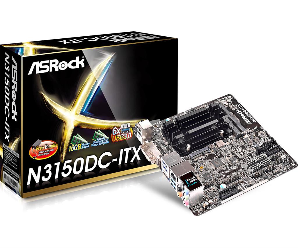 ASRock N3150DC-ITX, N3150, DualDDR3-1600, SATA3, HDMI, DVI, DP, USB 3.0, mITX