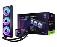ASROCK Vodní chladič Phantom Gaming 360 LCD, 3x120mm, ARGB, LGA1851, AM5, černá 90-APGA36-BAAGA5